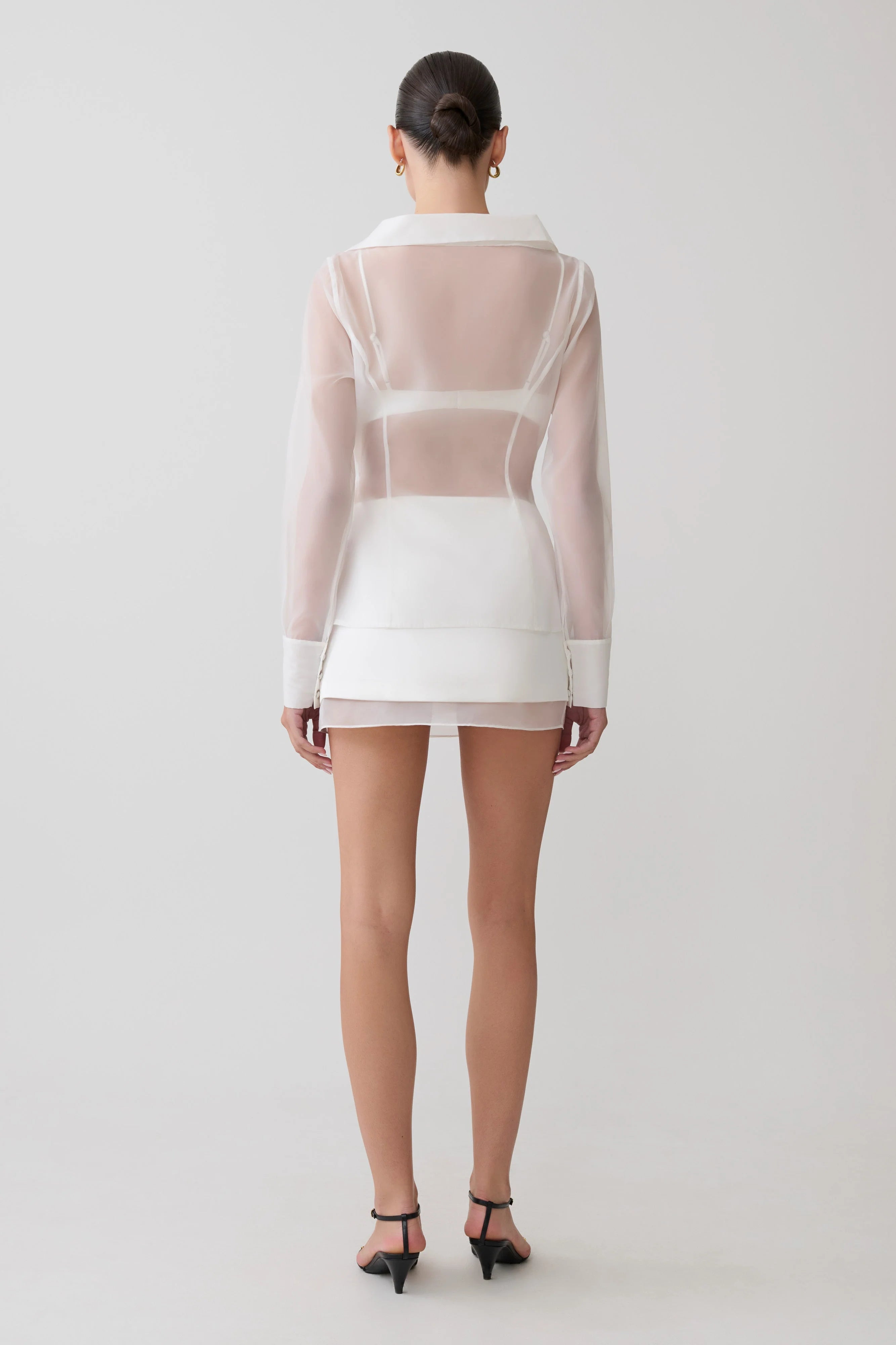 Frankie Organza Cross Over Shirt - White