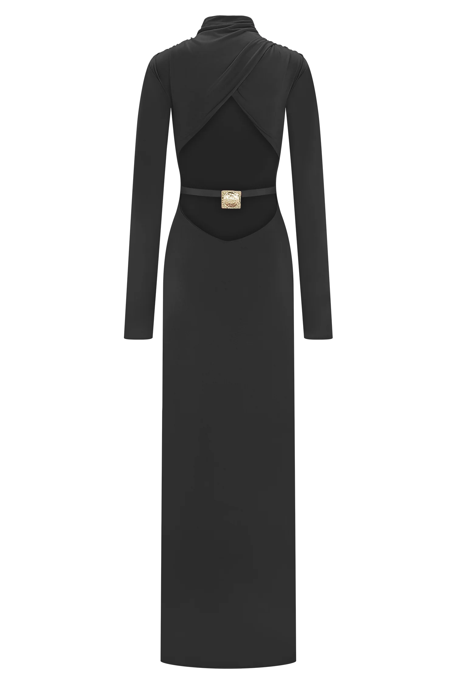 Kiyah Slinky Cut Out Maxi Dress - Black