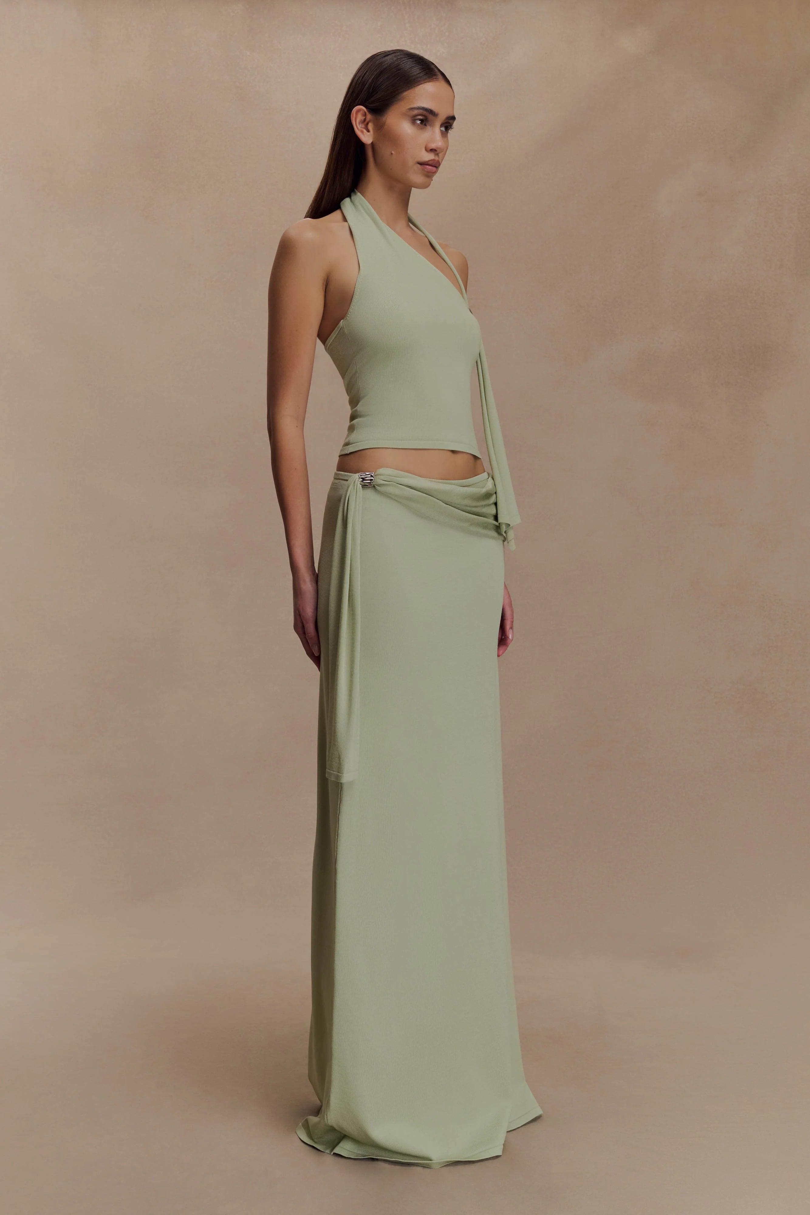 Xanthia Knit Halter Top - Pastel Green