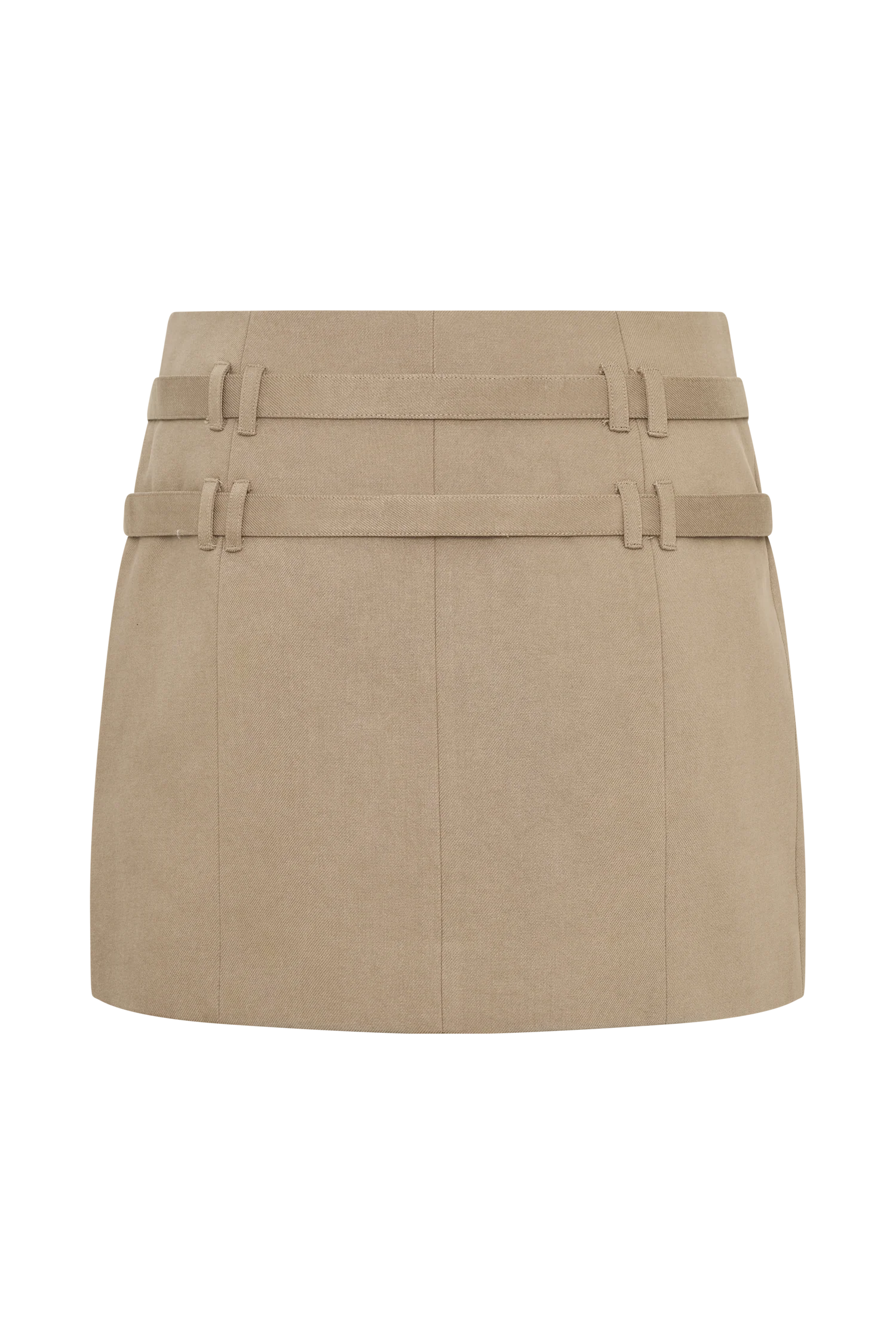 Marielle Double Belt Mini Skirt - Taupe