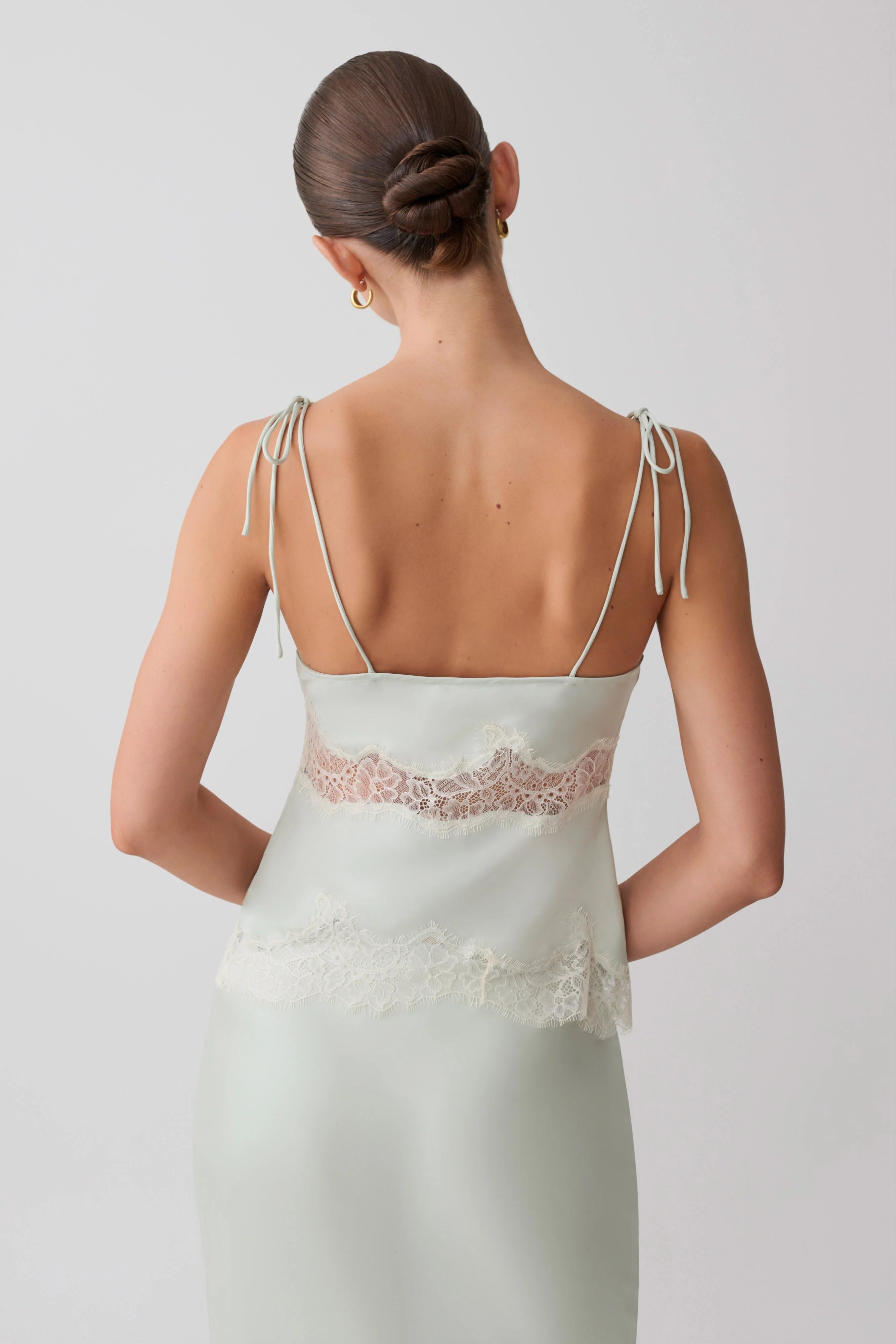 Nina Satin And Lace Camisole - Sage