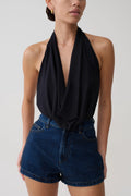 Huyen Cowl Front Modal Top - Black