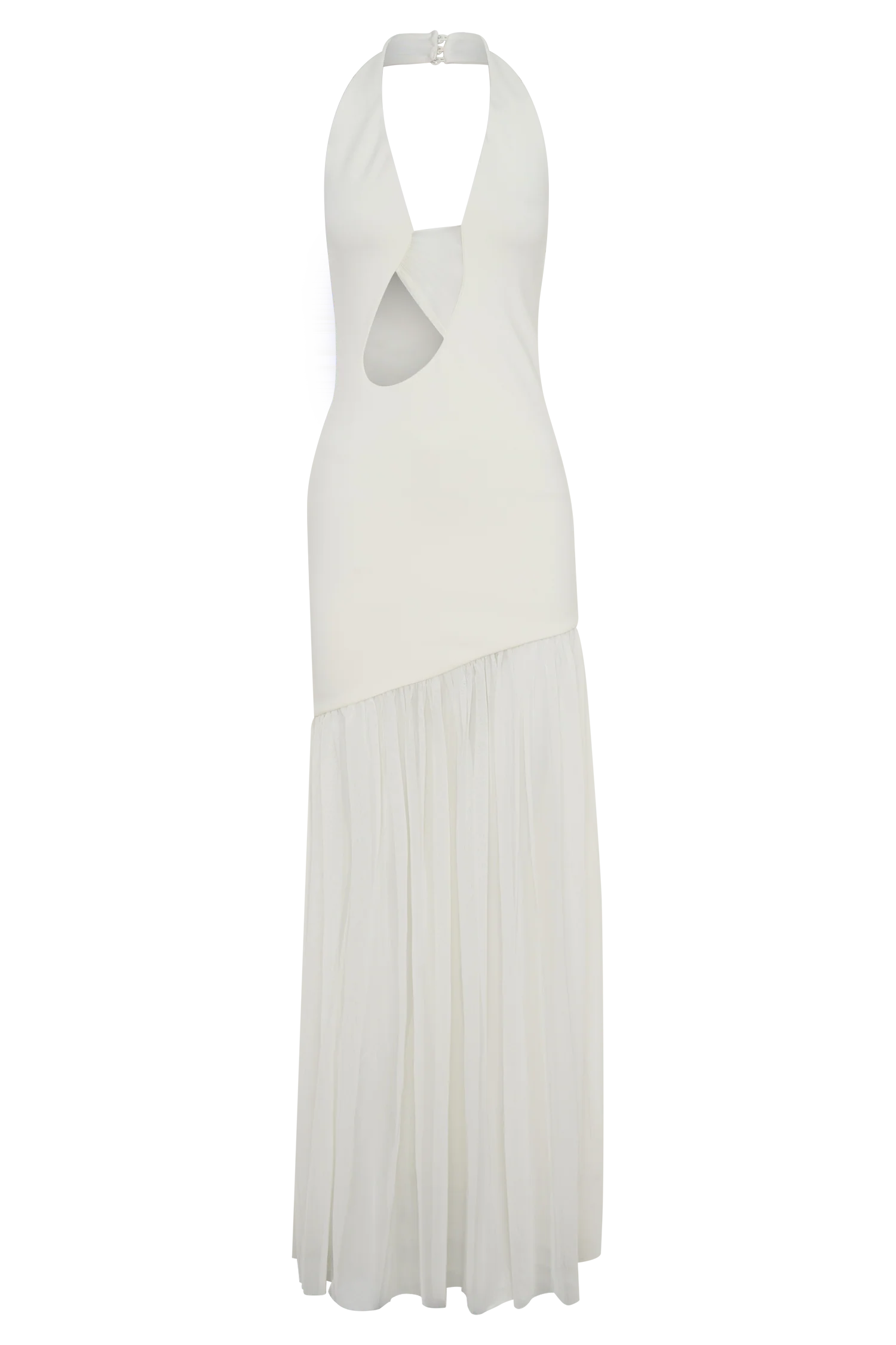 Aubree Crepe And Mesh Maxi Dress - Ivory