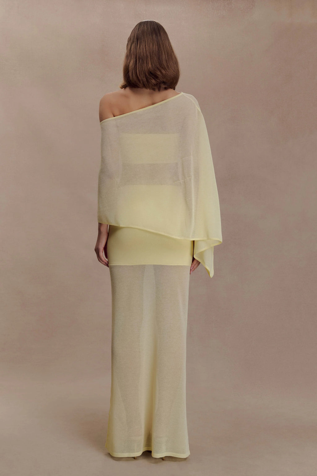 Lyra Sheer Knit Cape - Lemon