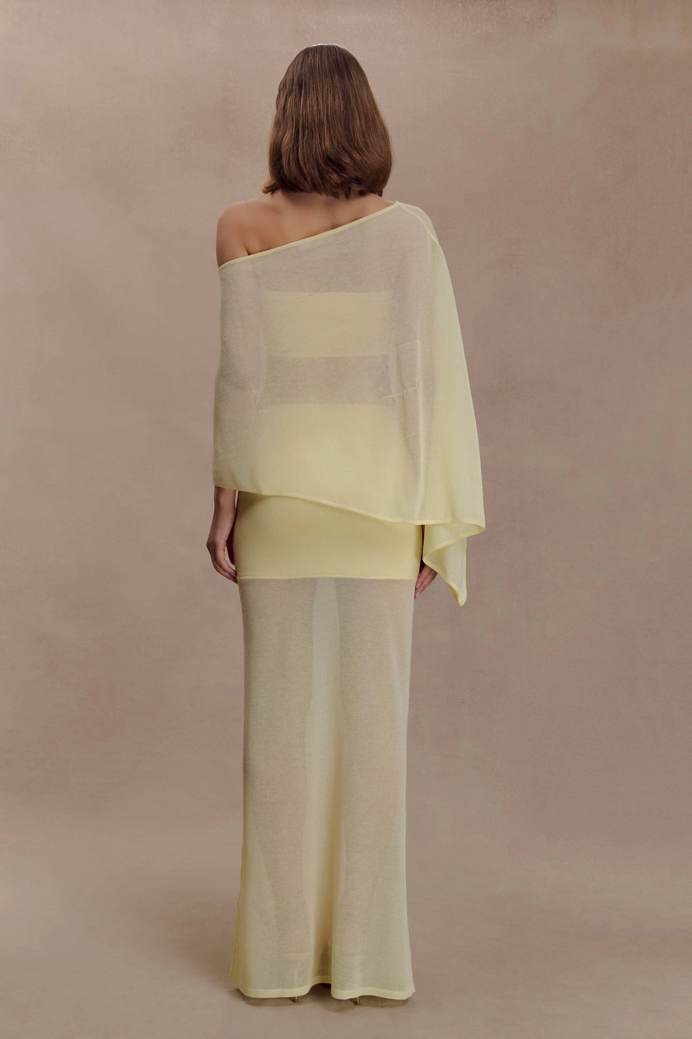 Lyra Sheer Knit Cape - Lemon