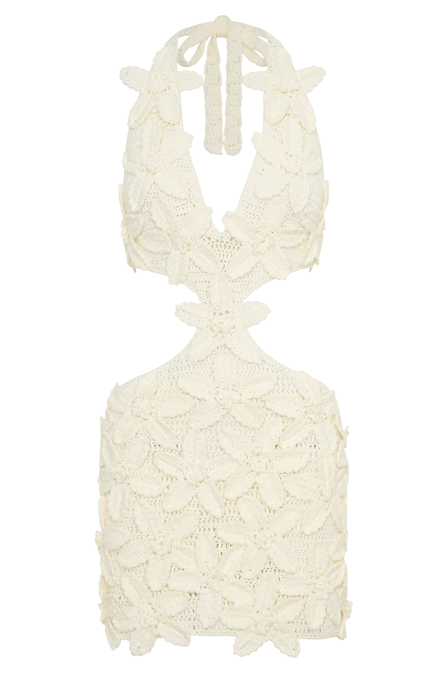Jaylene Floral Crochet Mini Dress - White
