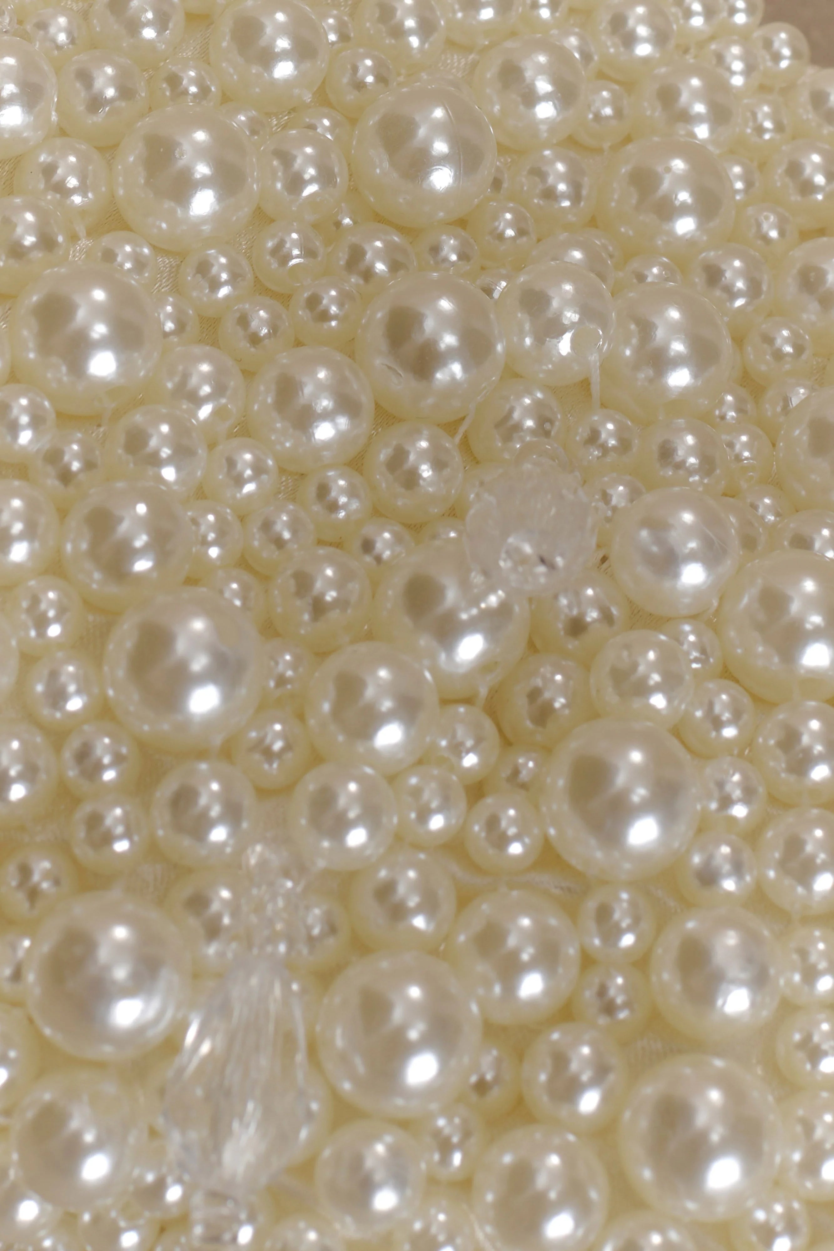 Amara Pearl Teardrop Beaded Bag - White