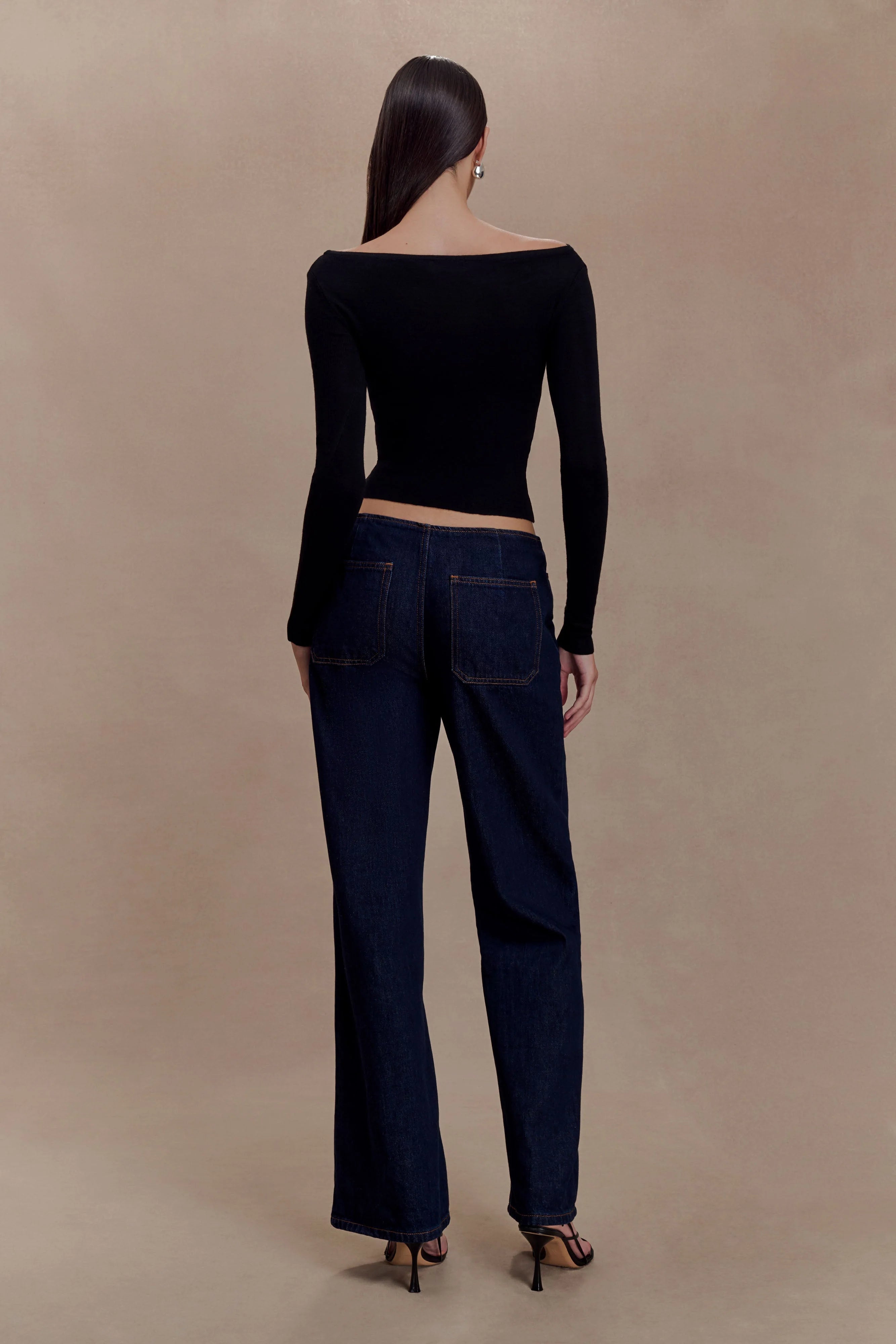 Paedyn Merino Wool Ribbed Long Sleeve Top - Black