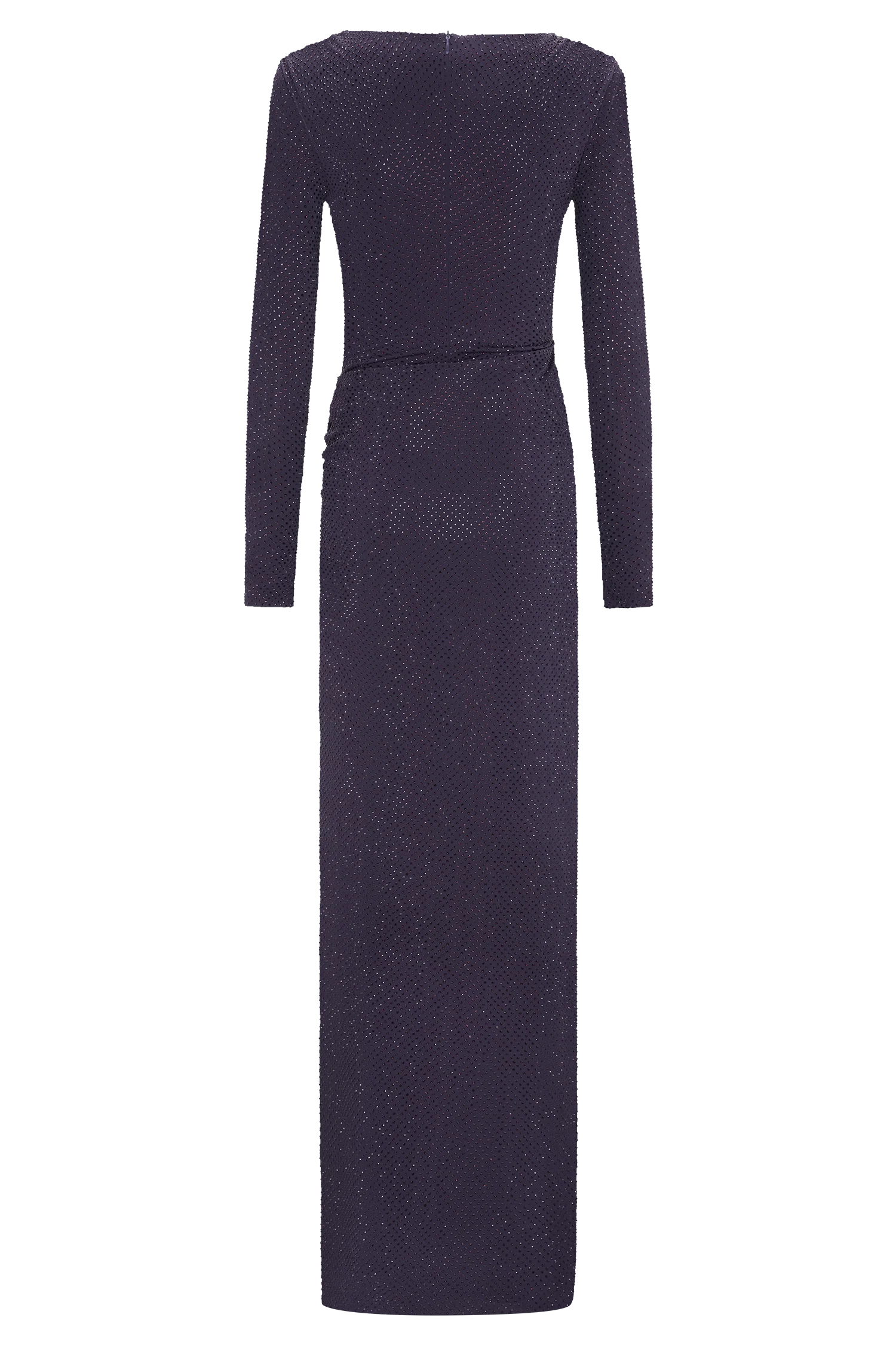 Deanna Long Sleeve Diamante Maxi Dress - Purple
