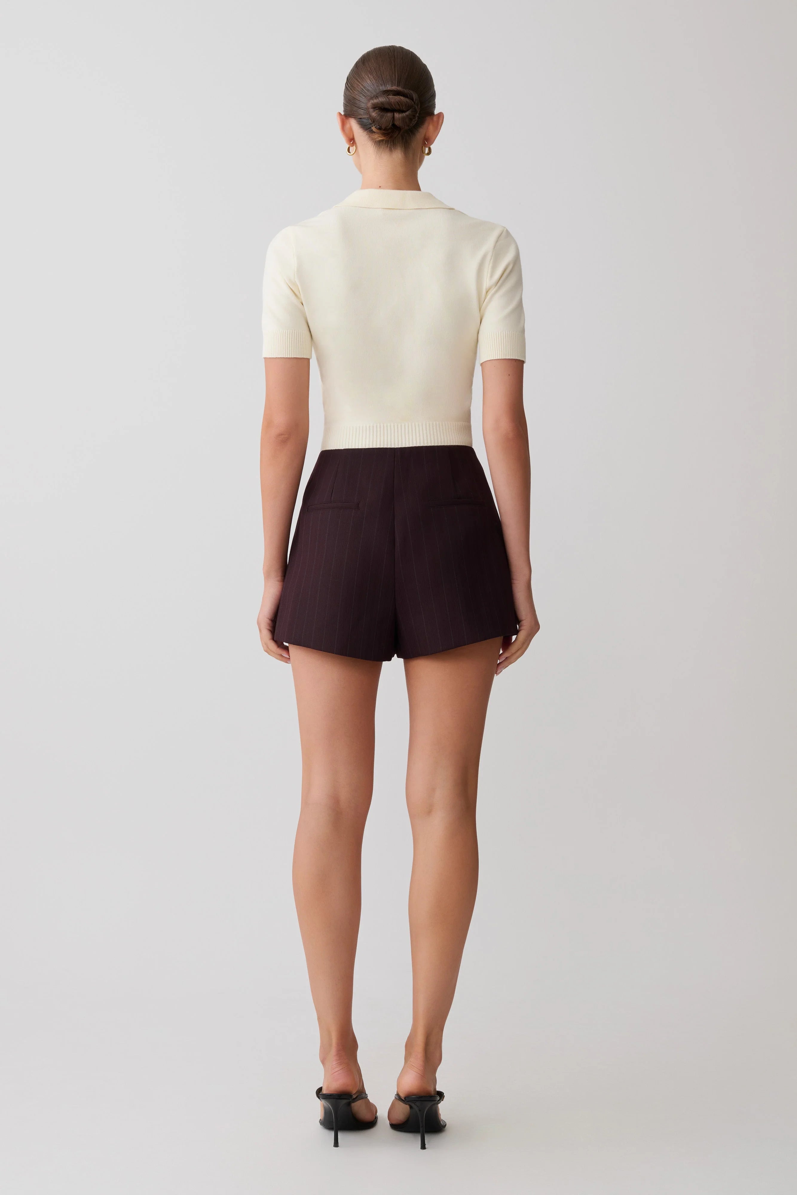 Agatha Suiting Shorts - Plum Pinstripe