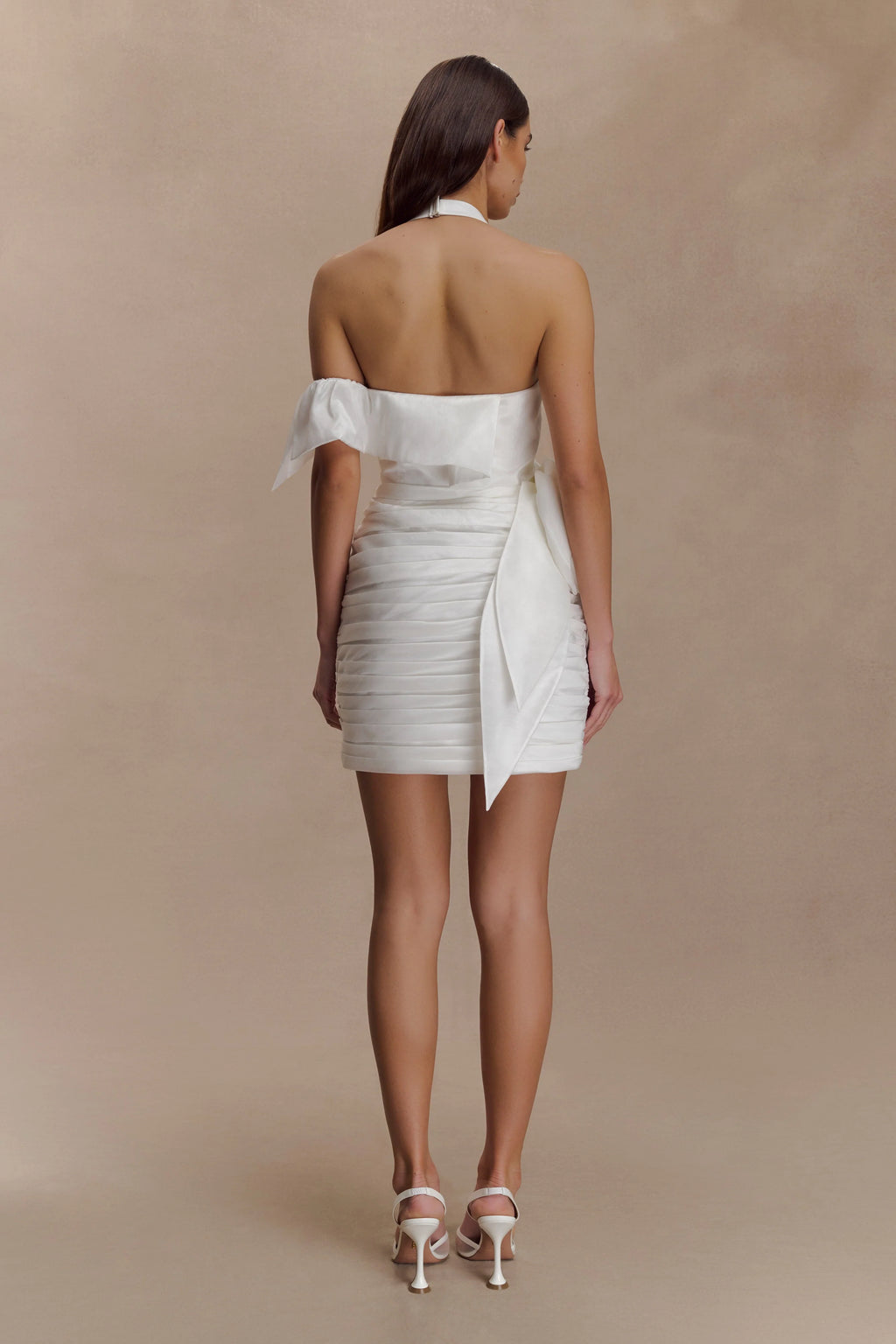 Claudine Taffeta Floral Mini Dress - White