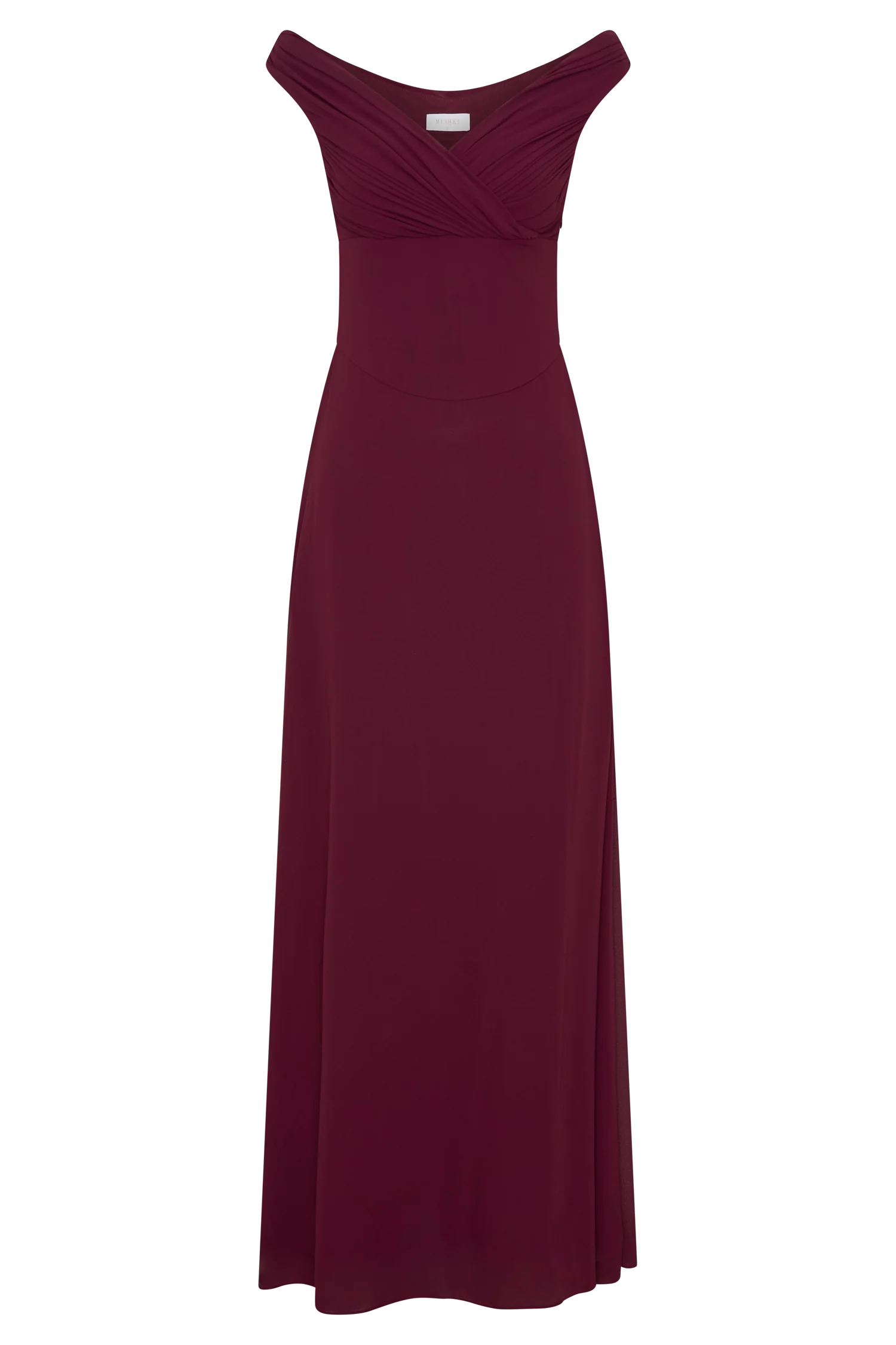 Mabel Off Shoulder Chiffon Maxi Dress - Merlot
