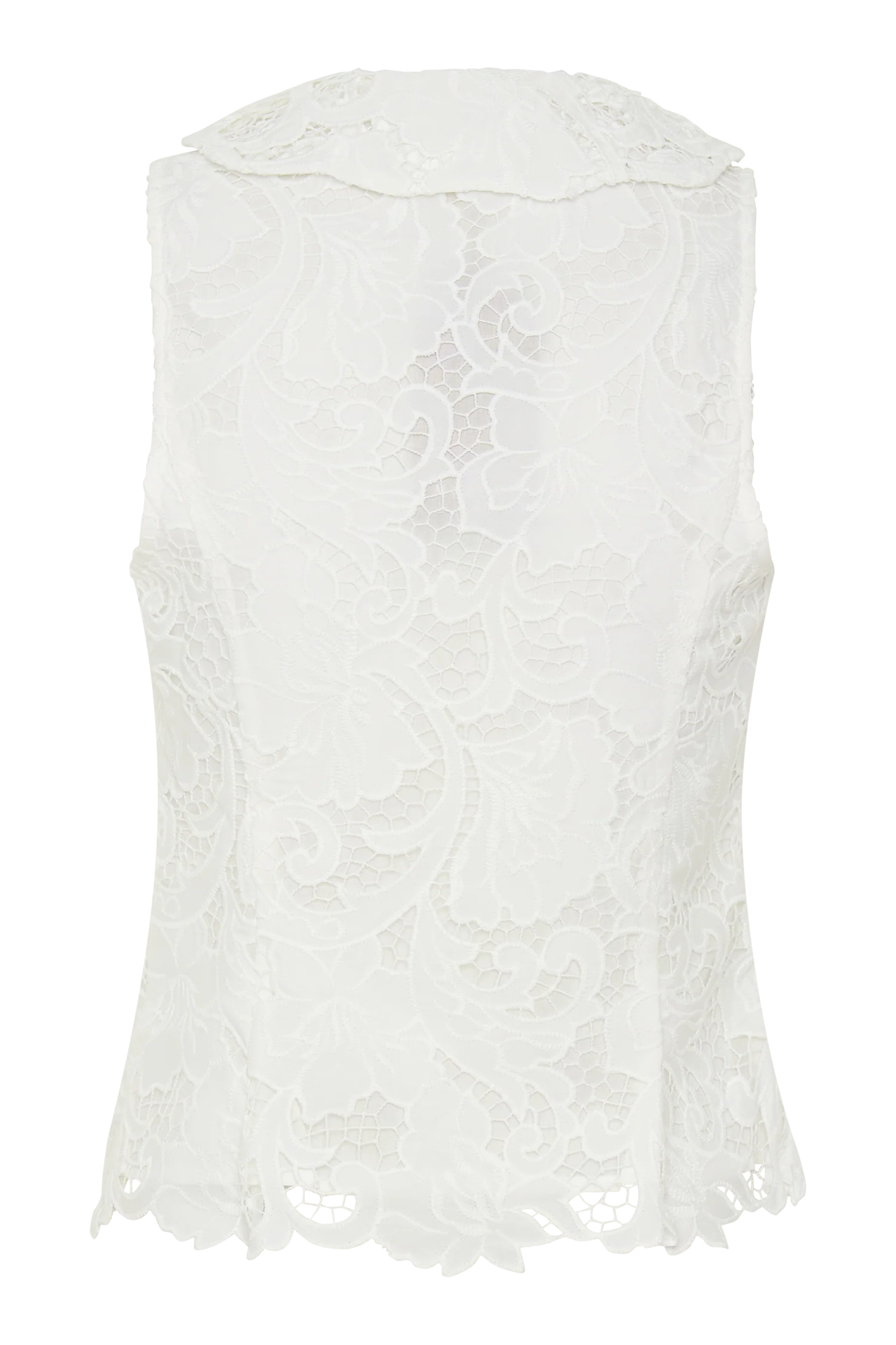 Tessa Broderie Tie Front Sleeveless Top - White