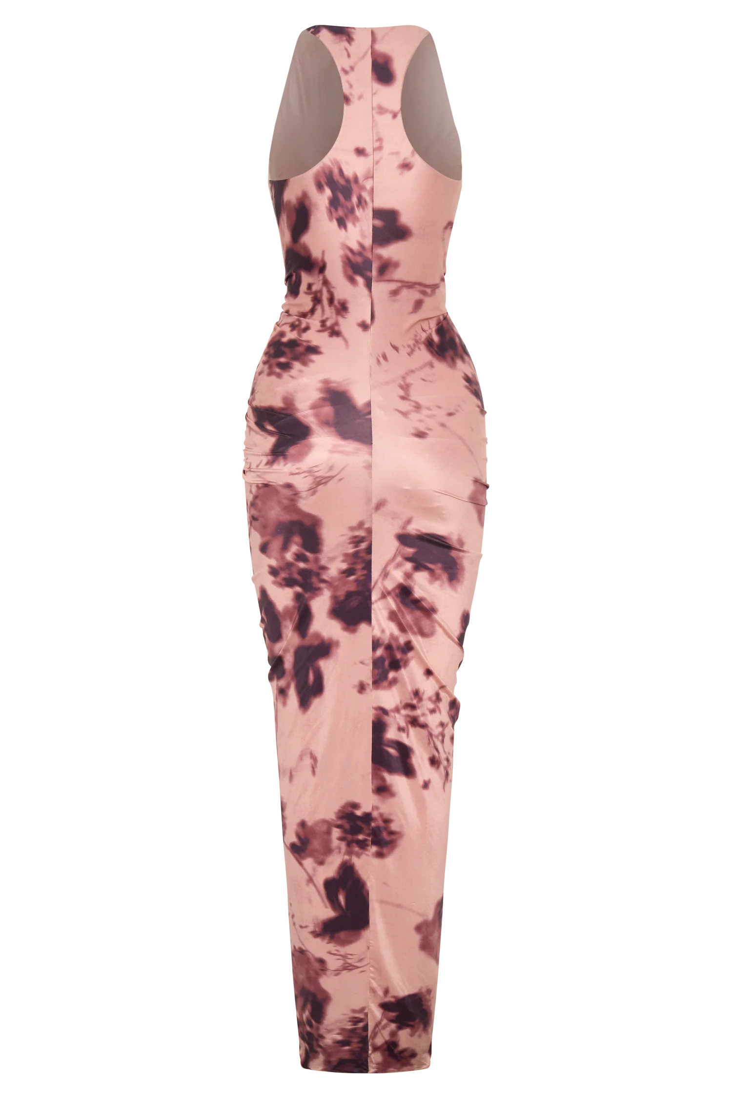 Alessandra Slinky Ruffle Maxi Dress - Pink Blurred Floral Print