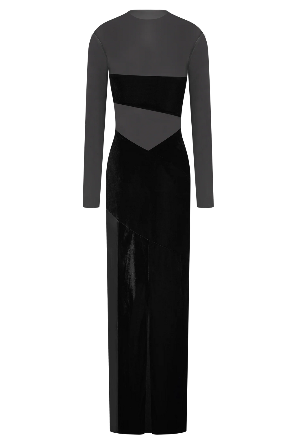 Davina Velvet And Mesh Maxi Dress - Black