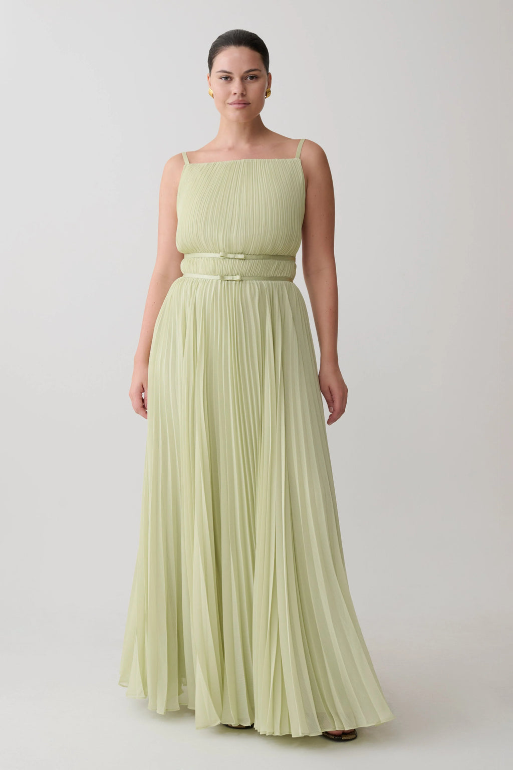 Clarisse Pleated Maxi Dress - Sage