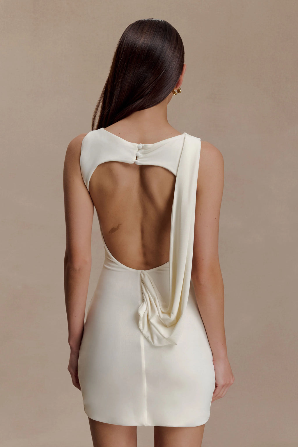 Henley Slinky Drape Mini Dress - Ivory