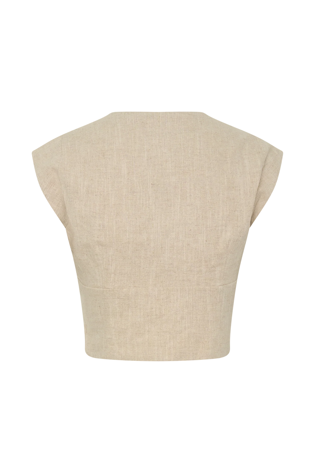 Anahita Linen Front Bows Short Sleeve Top - Natural