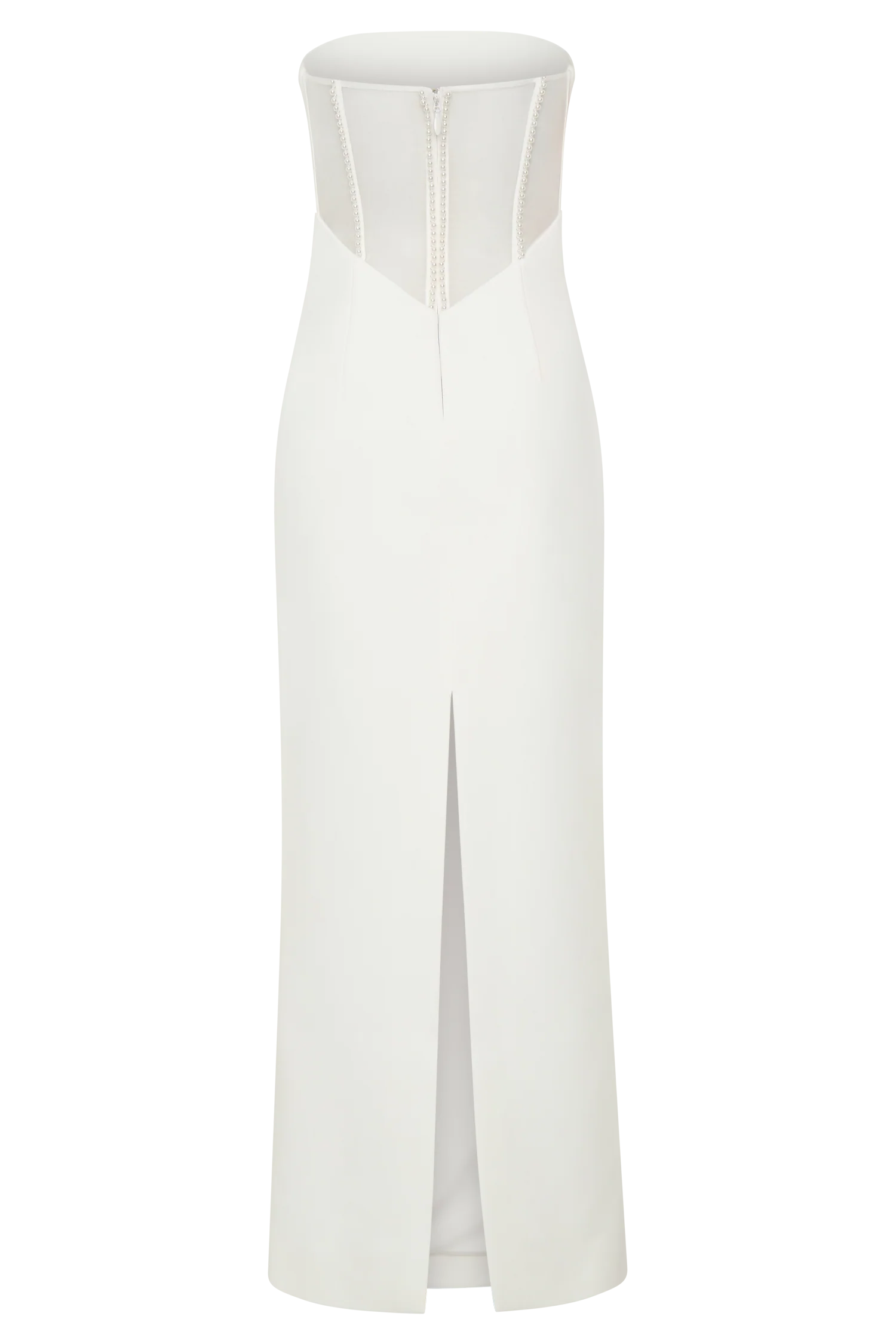 Sloane Strapless Maxi Dress With Pearls - White